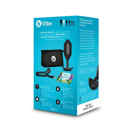 b-Vibe Vibrating Snug Plug 5 Black – pasunkintas silikoninis kaištis XL 318 g