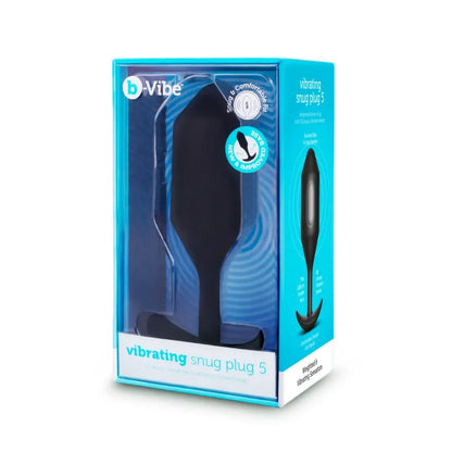 b-Vibe Vibrating Snug Plug 5 Black – pasunkintas silikoninis kaištis XL 318 g