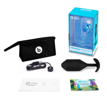 b-Vibe Vibrating Snug Plug 5 Black – pasunkintas silikoninis kaištis XL 318 g