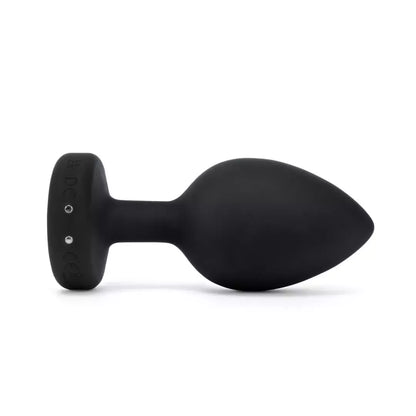 „b-Vibe“ vibruojantis brangakmeniu puoštas XXL dydžio kamštis, juodas – 15 režimų, kraunamas per USB, 12,2 cm