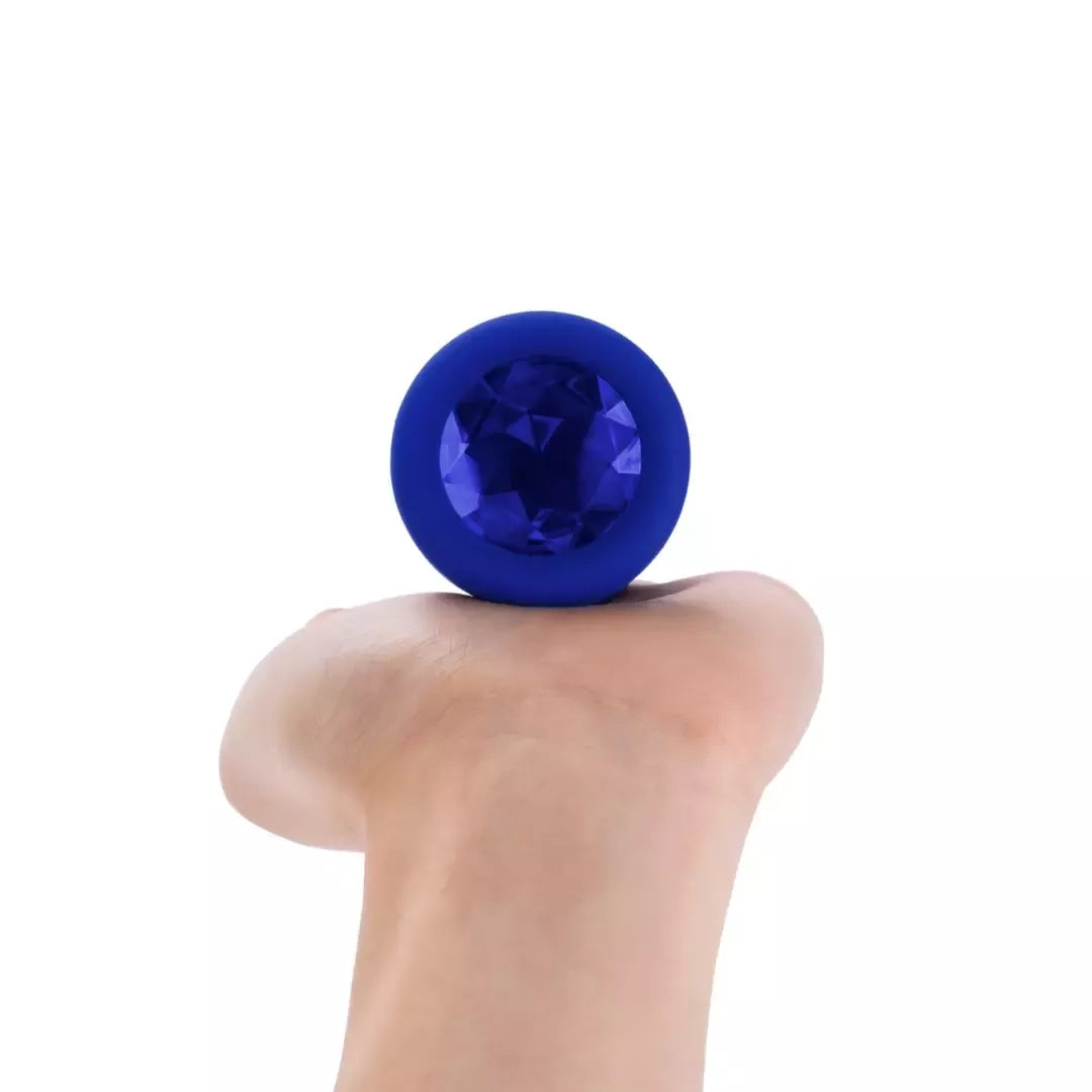 B-Vibe vibruojantis Jewel Plug L/XL, tamsiai mėlynas – silikoninis, įkraunamas, 15 režimų