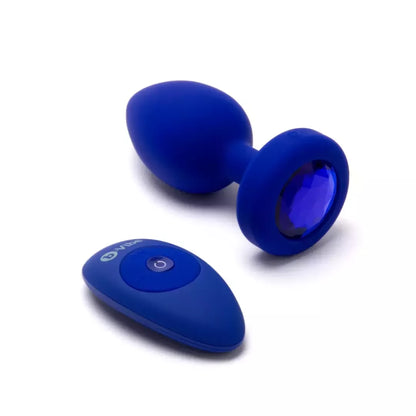 B-Vibe vibruojantis Jewel Plug L/XL, tamsiai mėlynas – silikoninis, įkraunamas, 15 režimų
