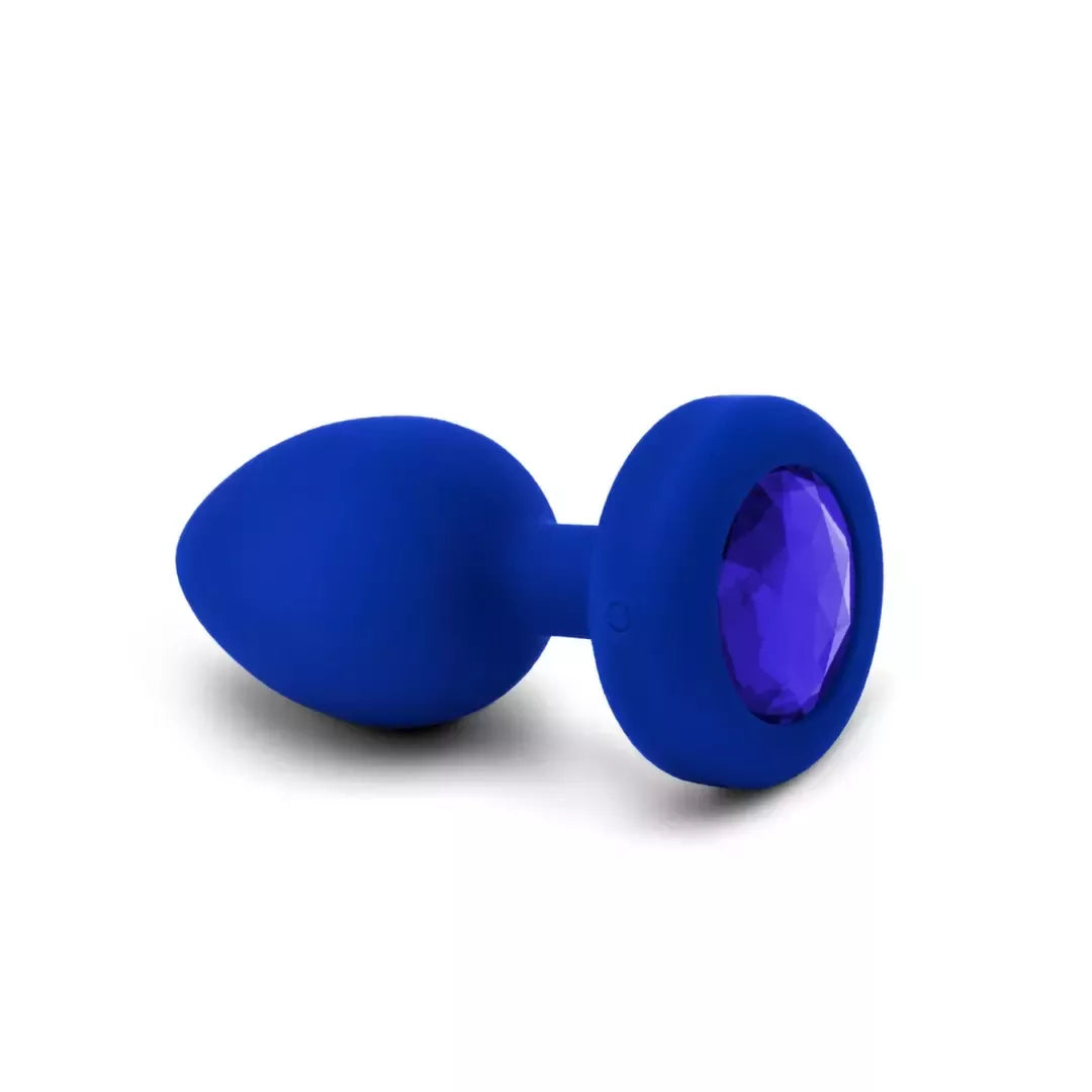 B-Vibe vibruojantis Jewel Plug L/XL, tamsiai mėlynas – silikoninis, įkraunamas, 15 režimų