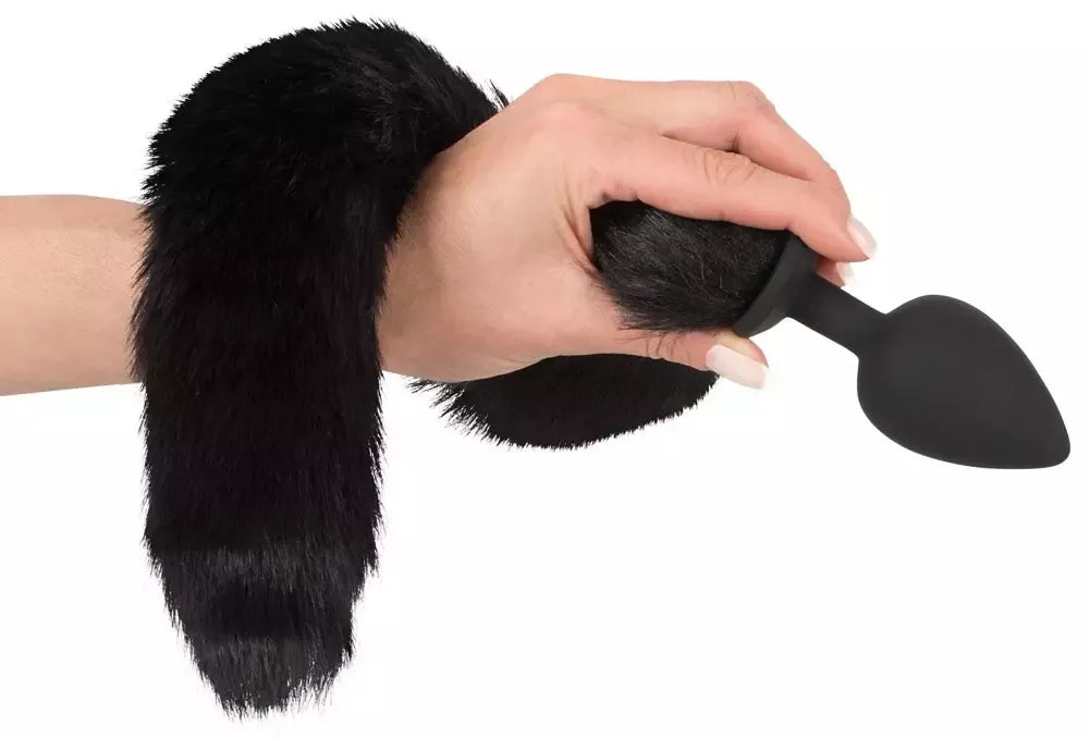 Bad Kitty Pet Play Set – intymus uodegos kamštis ir katės ausų lankelis, juodas