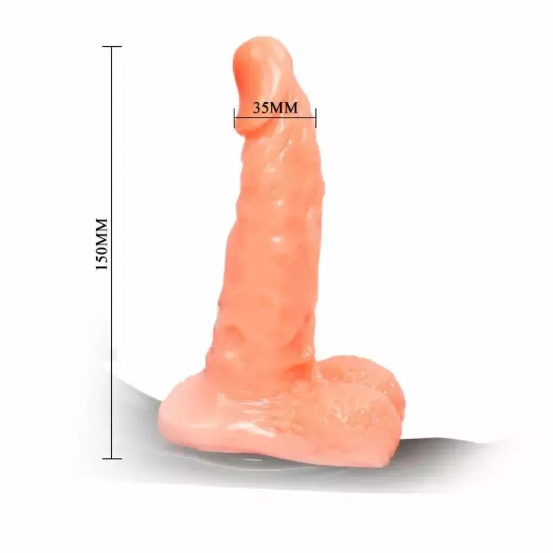 Baile reguliuojama intymi dirželių sistema su anatominiu elementu, 15,5 cm, smėlio spalvos
