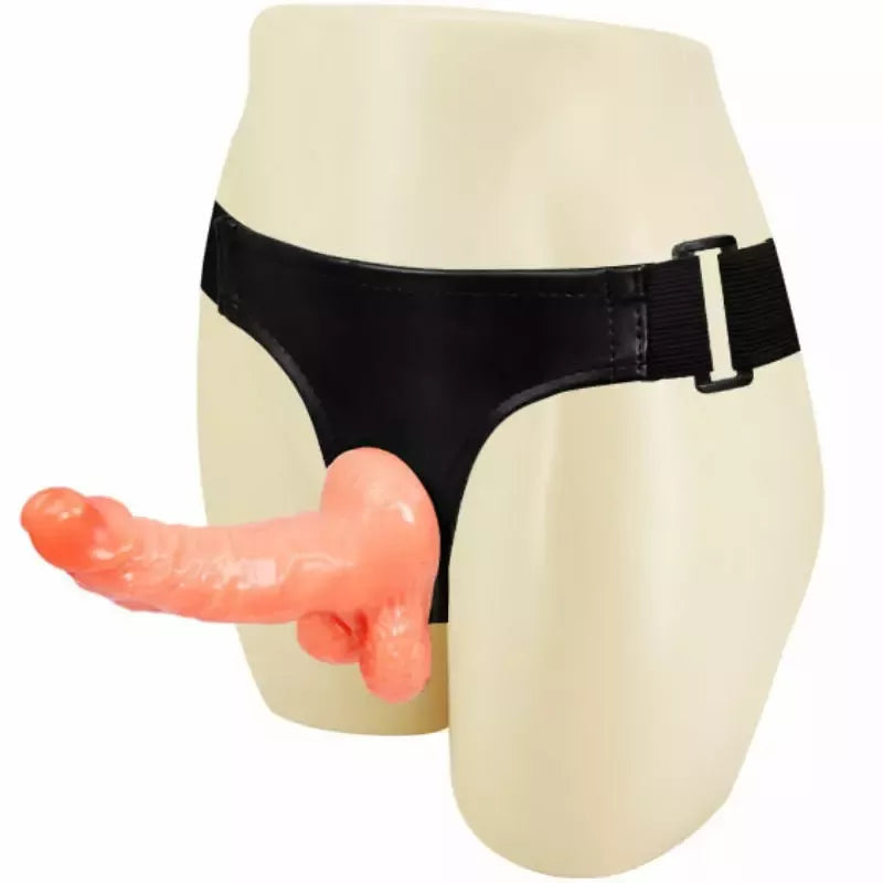 Baile reguliuojama intymi dirželių sistema su anatominiu elementu, 15,5 cm, smėlio spalvos