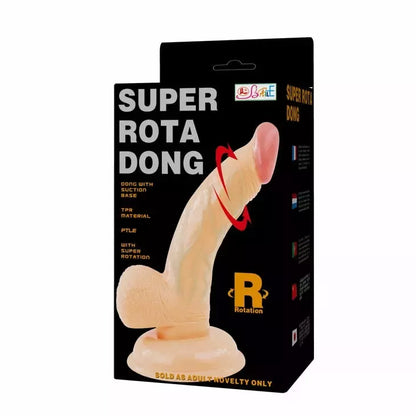 Baile Super Rota besisukantis intymus prietaisas 15 cm, TPR, su siurbtuku, smėlio spalvos