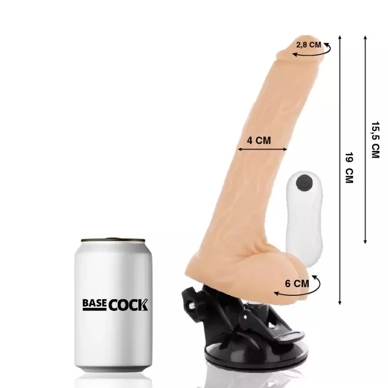BASECOCK „Realistic Touch“ intymus prietaisas, 19 cm, kūno spalvos, su nuotoliniu valdikliu