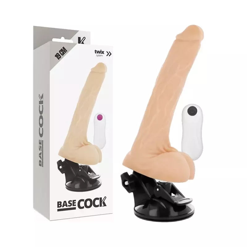 BASECOCK „Realistic Touch“ intymus prietaisas, 19 cm, kūno spalvos, su nuotoliniu valdikliu