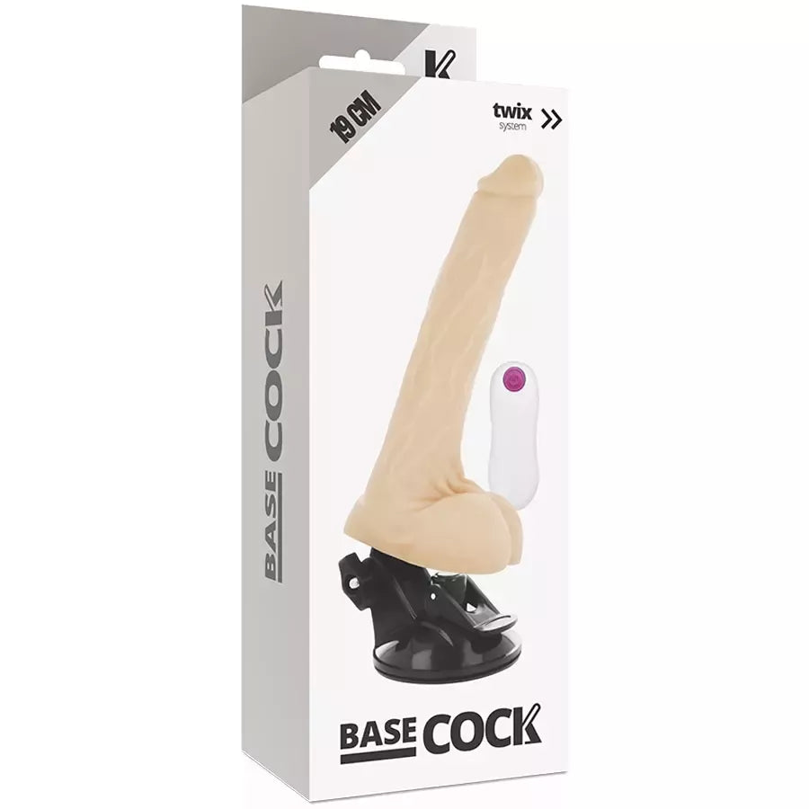 BASECOCK „Realistic Touch“ intymus prietaisas, 19 cm, kūno spalvos, su nuotoliniu valdikliu