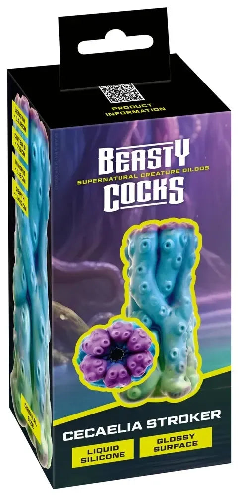 Beasty Cocks Cecaelia rankinis masturbatorius iš skysto silikono, 16,2 cm, mėlynas