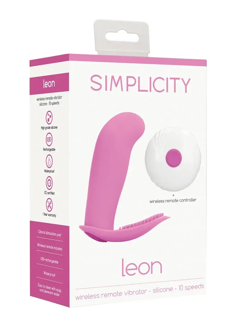 Belaidis vibratorius Leon Intimate su nuotolinio valdymo pulteliu, 10 greičių, rožinis