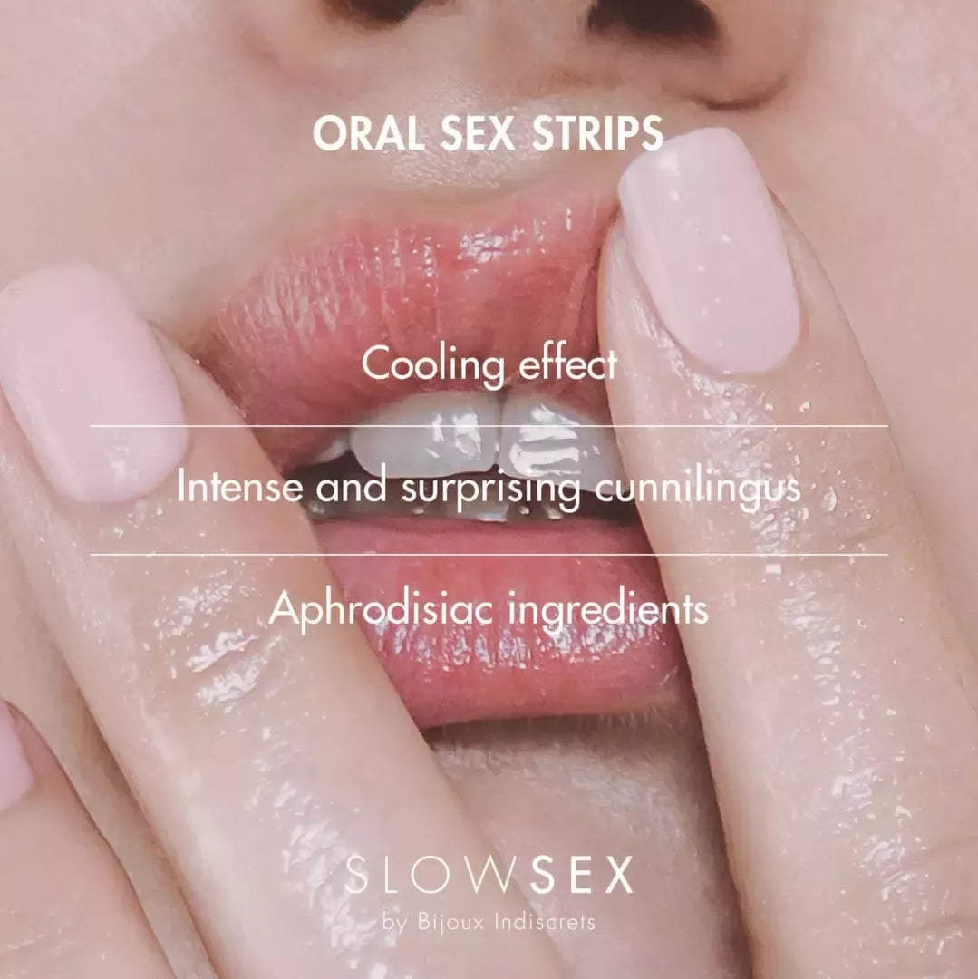 Bijoux Indiscrets Slow Sex Mint Oral Strips 7 vnt. – Vėsinanti gaiva