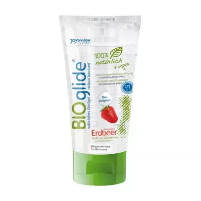 BIOglide veganiškas lubrikantas su braškių aromatu 80 ml – natūrali augalinė formulė
