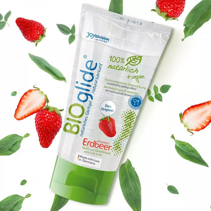 BIOglide veganiškas lubrikantas su braškių aromatu 80 ml – natūrali augalinė formulė