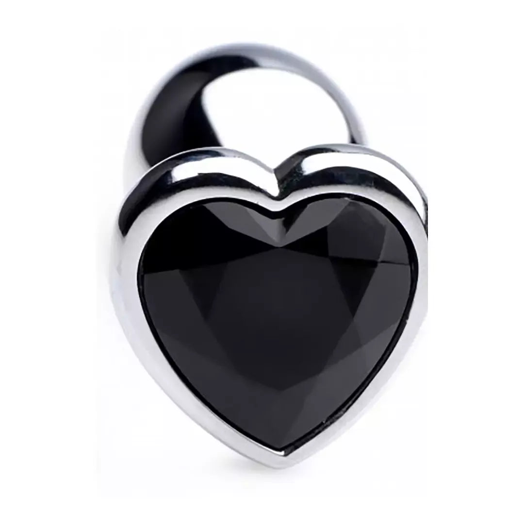 Black Heart Aluminum Intimate Plug Small – lengvas, be nikelio, juodas