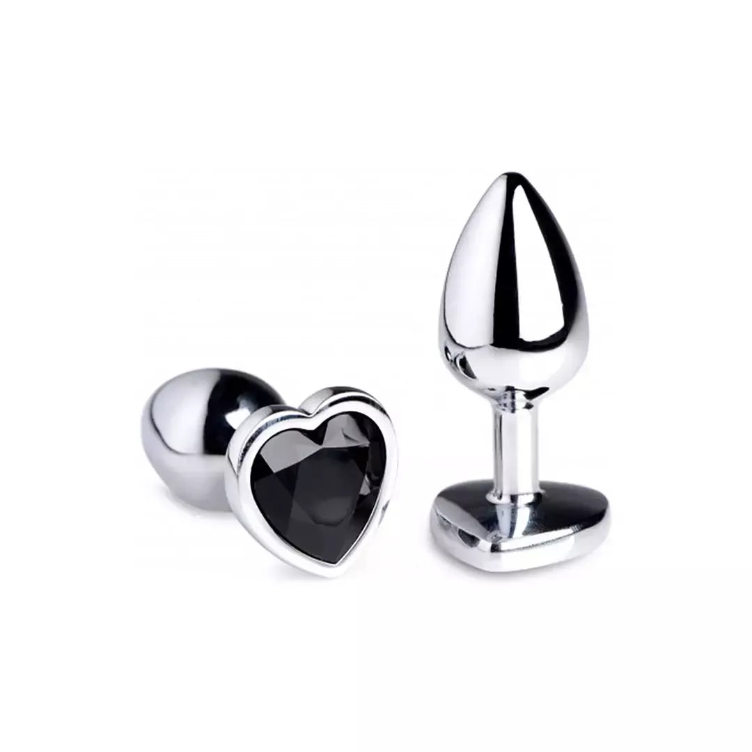 Black Heart Aluminum Intimate Plug Small – lengvas, be nikelio, juodas