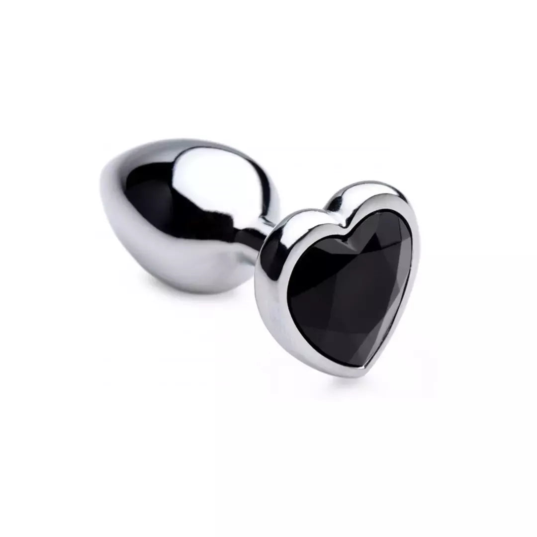 Black Heart Aluminum Intimate Plug Small – lengvas, be nikelio, juodas