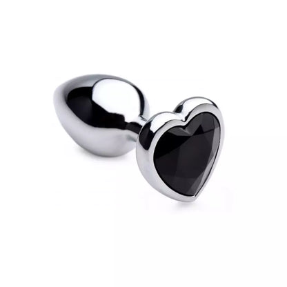 Black Heart Aluminum Intimate Plug Small – lengvas, be nikelio, juodas