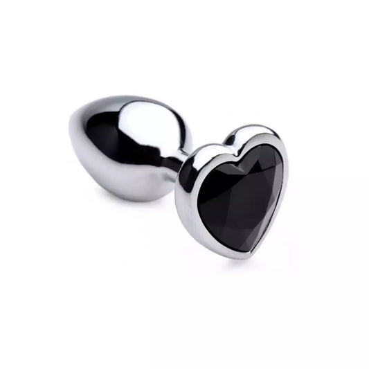 Black Heart Aluminum Intimate Plug Small – lengvas, be nikelio, juodas
