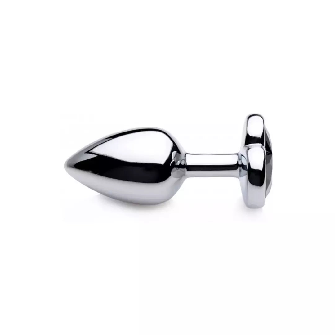 Black Heart Aluminum Intimate Plug Small – lengvas, be nikelio, juodas