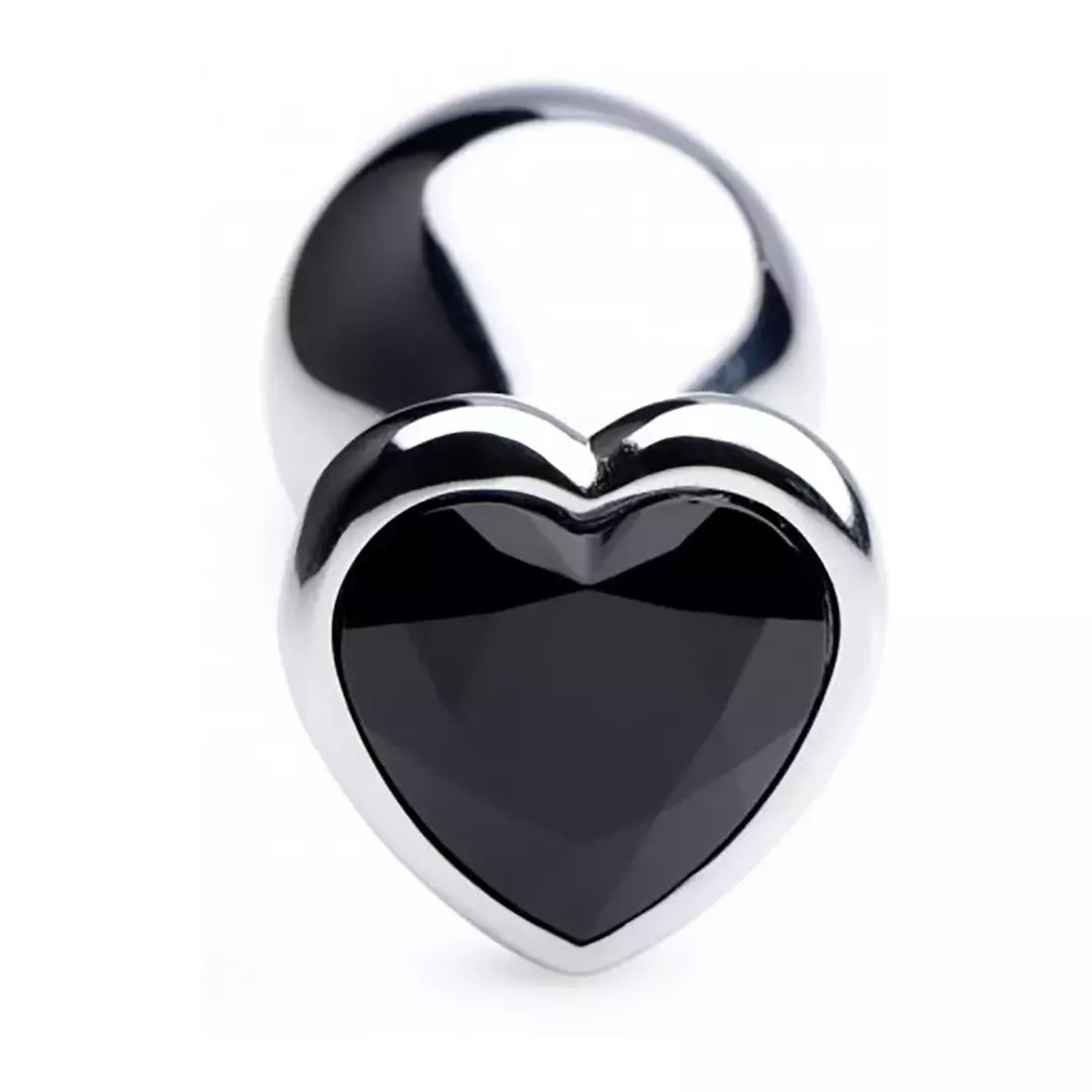 Black Heart Medium Anal Plug aliuminio lydinio svorį turintis dizainas