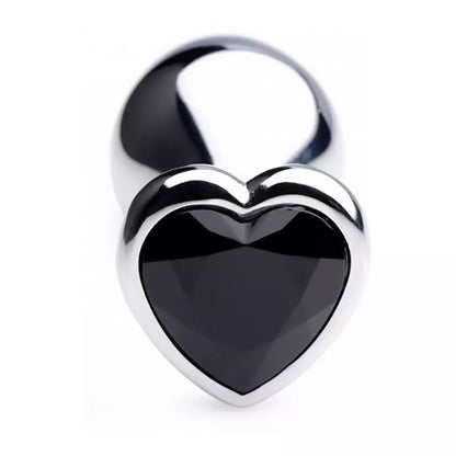 Black Heart Medium Anal Plug aliuminio lydinio svorį turintis dizainas