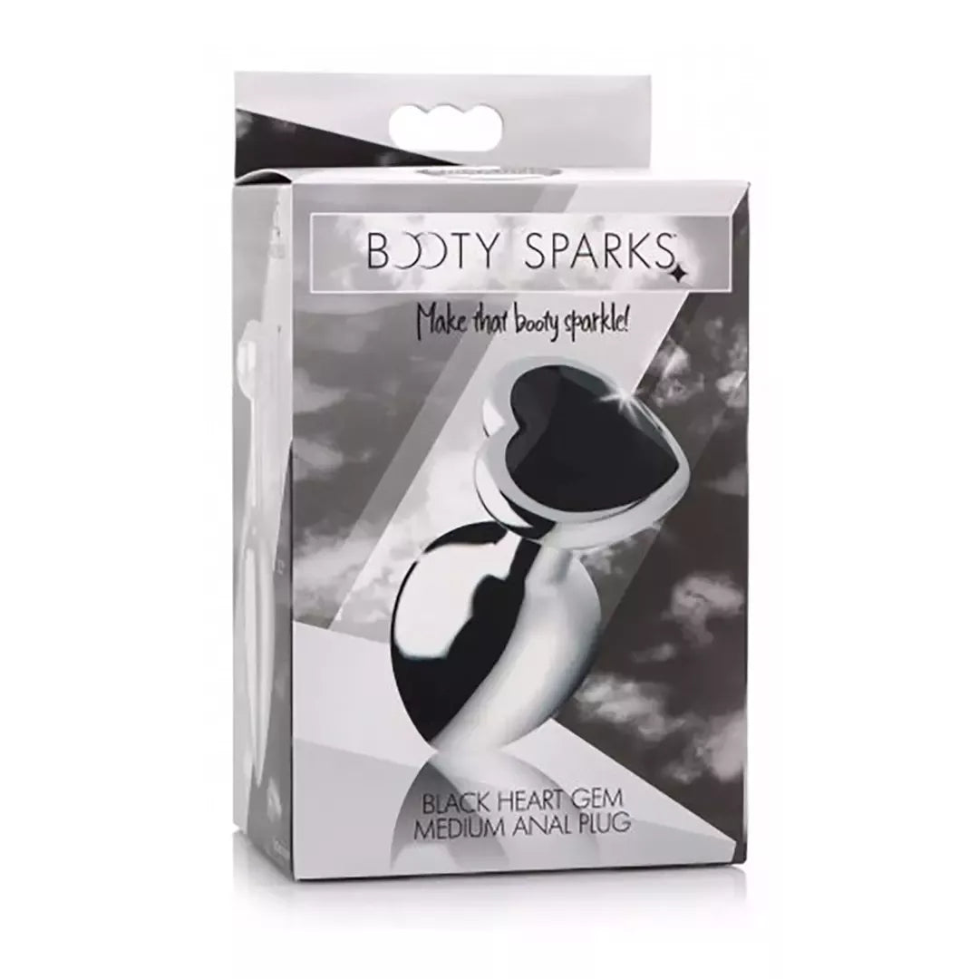 Black Heart Medium Anal Plug aliuminio lydinio svorį turintis dizainas