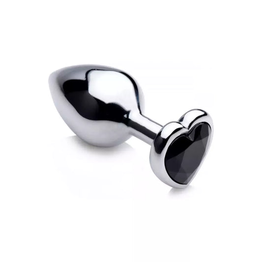 Black Heart Medium Anal Plug aliuminio lydinio svorį turintis dizainas
