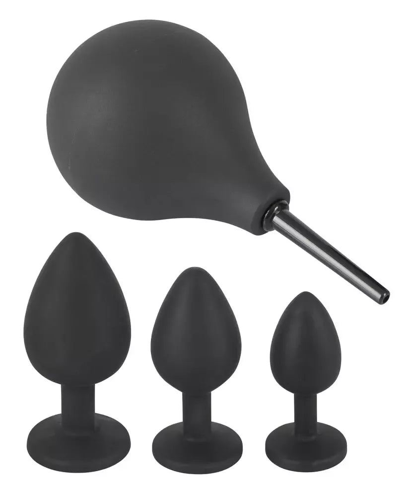 Black Velvets Anal Kit – silikoninis rinkinys su dušu ir dekoratyviniais kamščiais