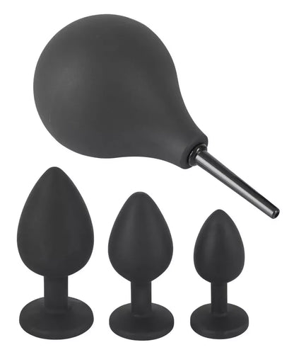 Black Velvets Anal Kit – silikoninis rinkinys su dušu ir dekoratyviniais kamščiais