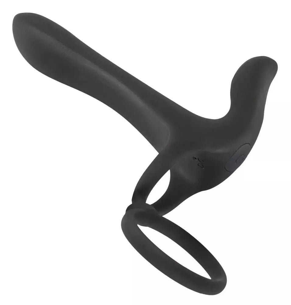 „Black Velvets“ dvigubo žiedo vibratorius poroms, atsparus vandeniui, juodas