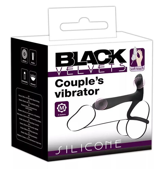 „Black Velvets“ dvigubo žiedo vibratorius poroms, atsparus vandeniui, juodas