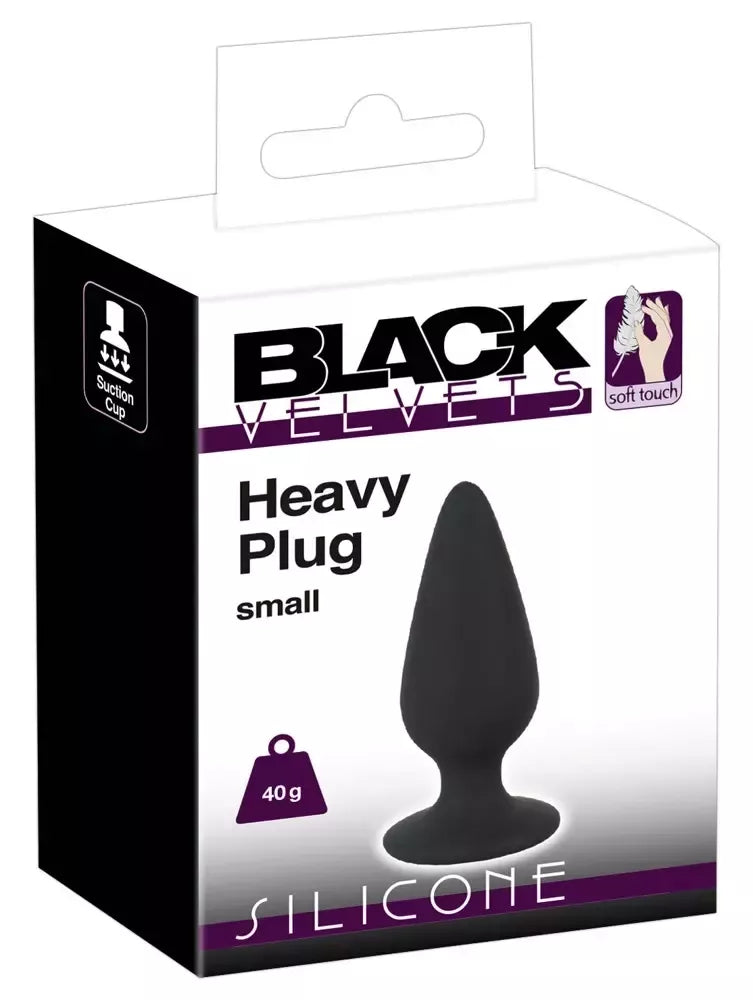 Black Velvets Intimate Plug S 40g silikoninis, kūginės formos, juodas