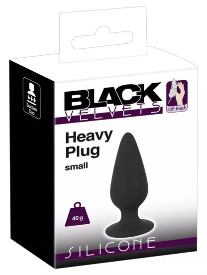 Black Velvets Intimate Plug S 40g silikoninis, kūginės formos, juodas