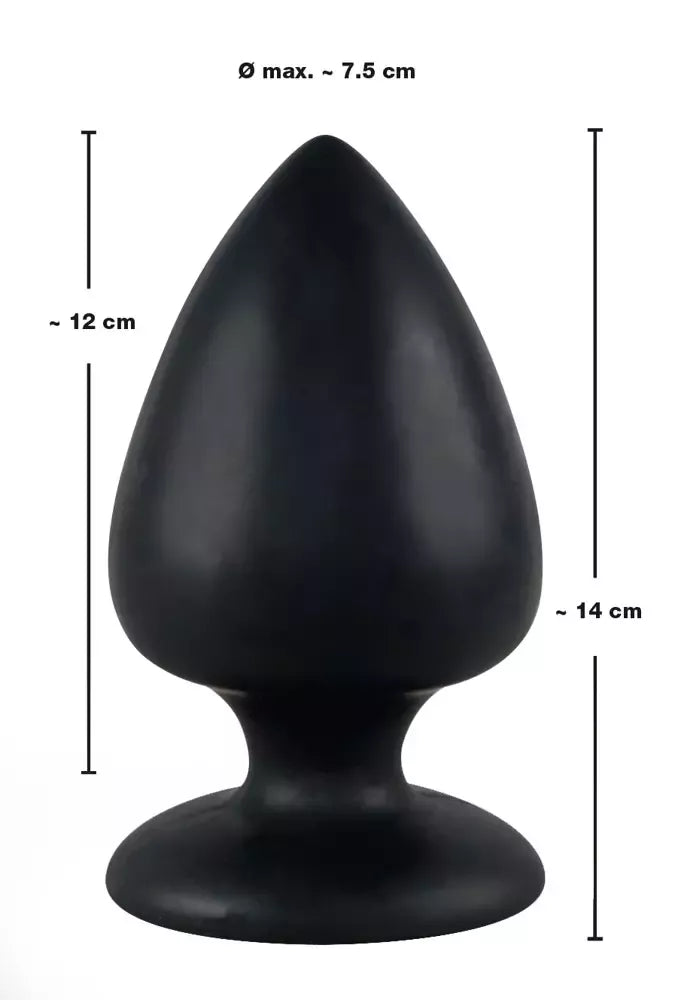 Black Velvets itin didelis silikoninis analinis kamštis su siurbtuku 14 cm