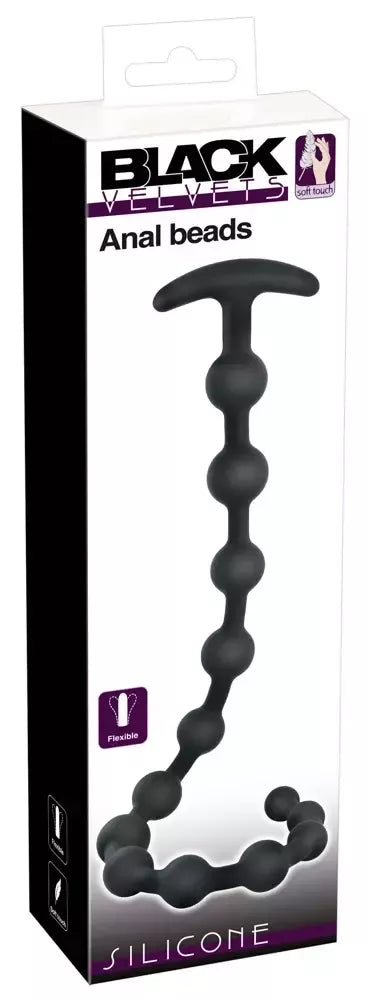 Black Velvets lanksti silikoninė rutuliukų grandinė, 50 cm, su saugia rankena