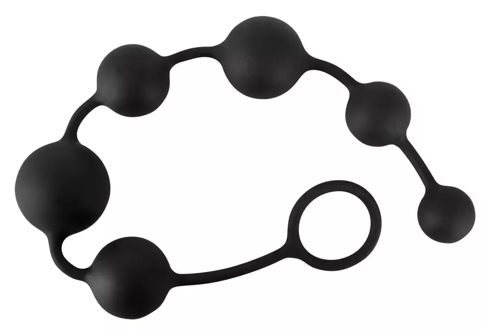 Black Velvets silikoninė analinių karoliukų grandinėlė 40 cm, juoda, lanksti konstrukcija