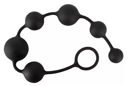 Black Velvets silikoninė analinių karoliukų grandinėlė 40 cm, juoda, lanksti konstrukcija