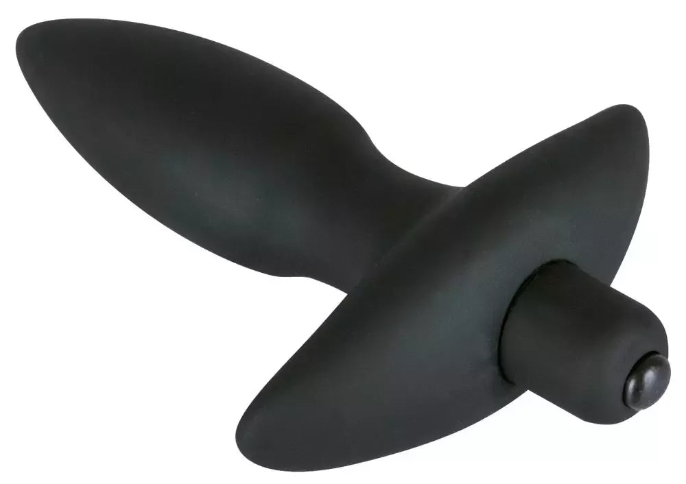 Black Velvets silikoninis mažas analinis kaištis su kelių greičių vibracija, 13 cm