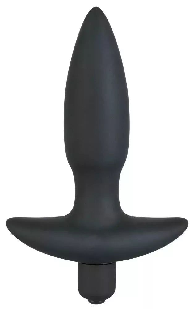 Black Velvets silikoninis mažas analinis kaištis su kelių greičių vibracija, 13 cm