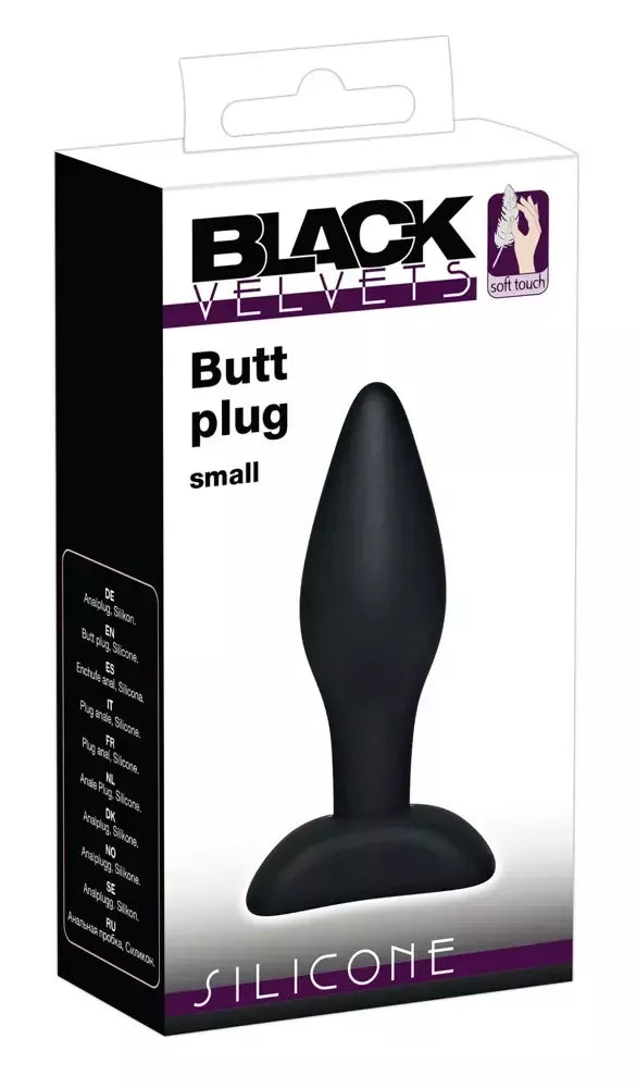 Black Velvets Small Plug silikoninis 9 cm kompaktiškas anatominis modelis, juodas