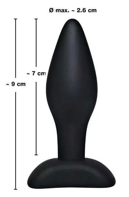 Black Velvets Small Plug silikoninis 9 cm kompaktiškas anatominis modelis, juodas