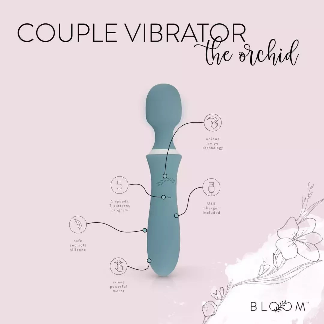 Bloom The Orchid Wand – įkraunamas masažuoklis, perbraukimo valdymas, violetinė