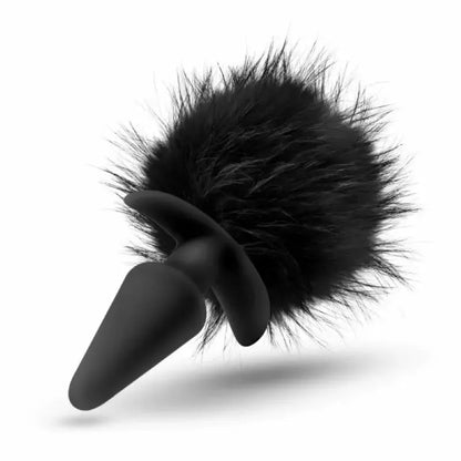 „Blush Anal Adventures Platinum Rabbit Tail Plug“ silikoninis juodas S
