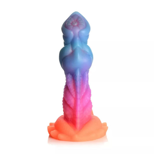 Blush Novelties Aqua Cock silikoninis modelis, tamsoje šviečiantis mėlynas, 20 cm