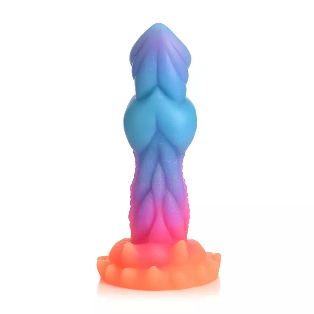 Blush Novelties Aqua Cock silikoninis modelis, tamsoje šviečiantis mėlynas, 20 cm
