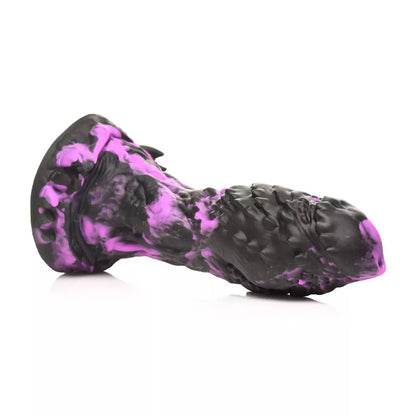 Blush Novelties Grim silikoninis modelis – didelis, tekstūruotas, violetinės ir juodos spalvų