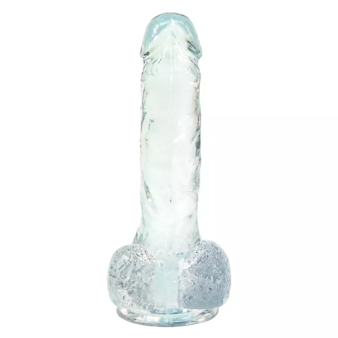 BMS Factory Crystal Addiction skaidrus intymus modelis 18 cm TPE su siurbtuku