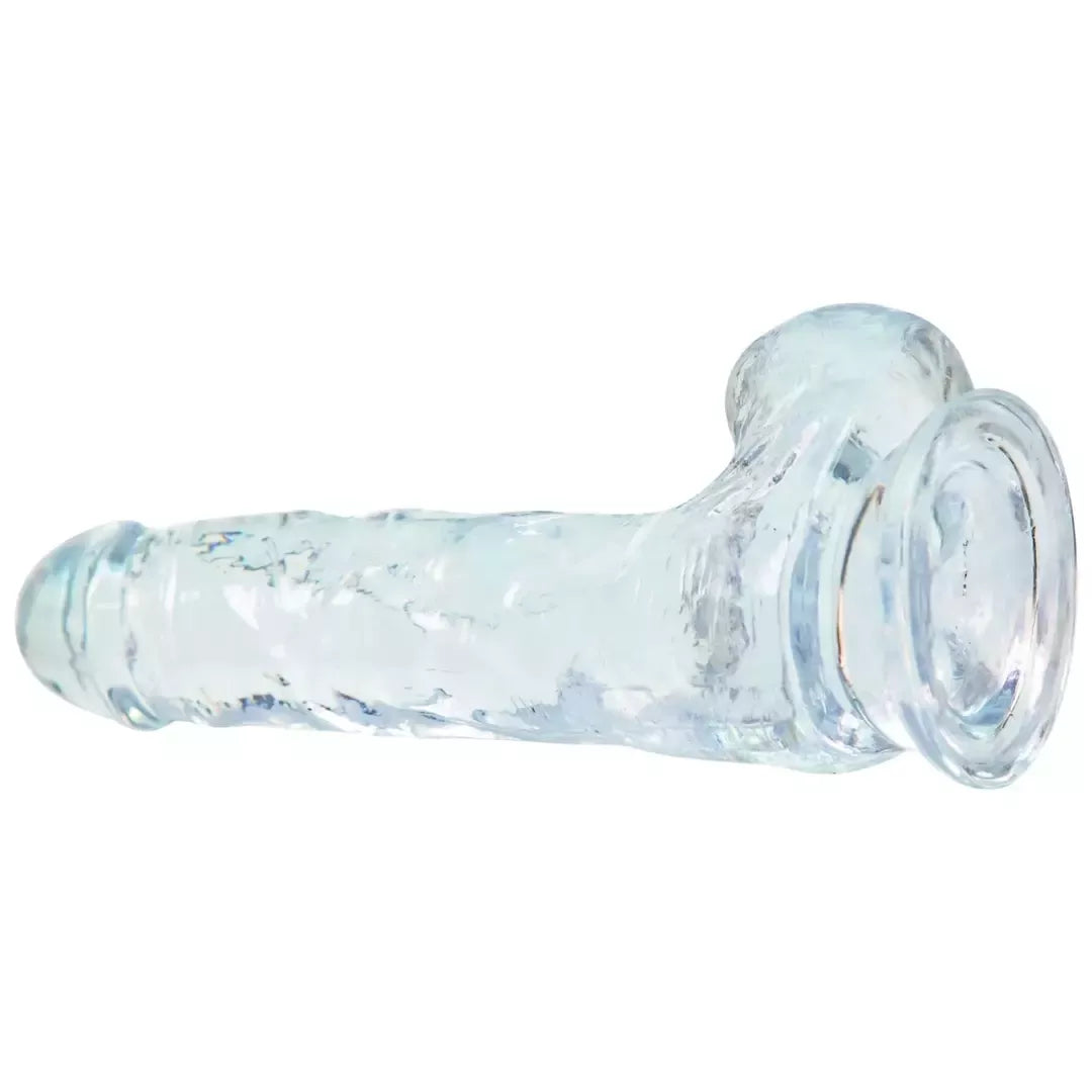 BMS Factory Crystal Addiction skaidrus intymus modelis 18 cm TPE su siurbtuku